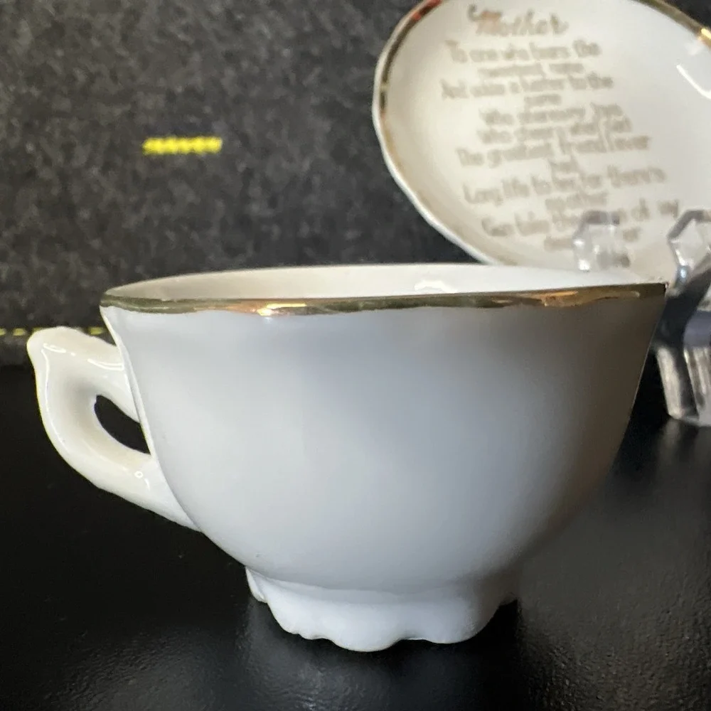 Vintage Brinn's Miniature Gold‎ Rim Tea Cup and Saucer Set, Mother JAPAN